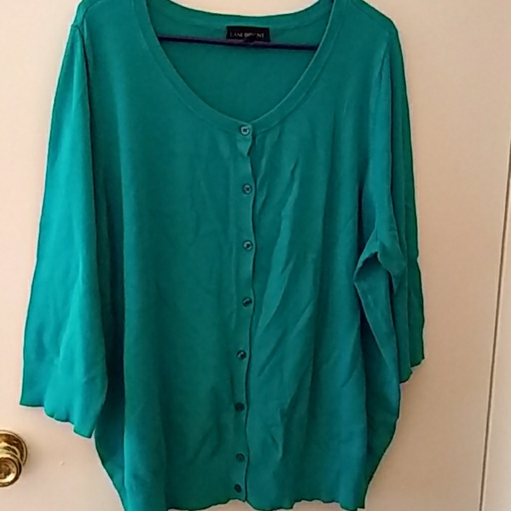 Lane Bryant teal cardigan 26/28